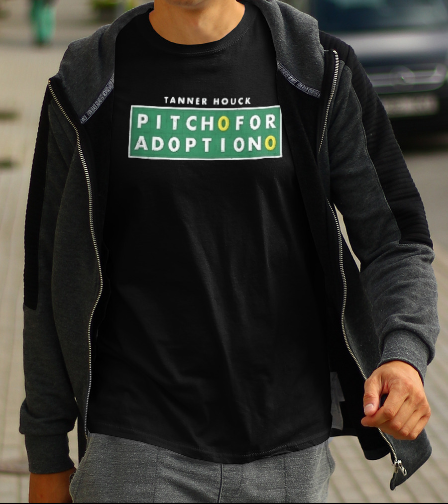 Tanner Houck Pitch For Adoption Green Scoreboard Tile T-Shirt