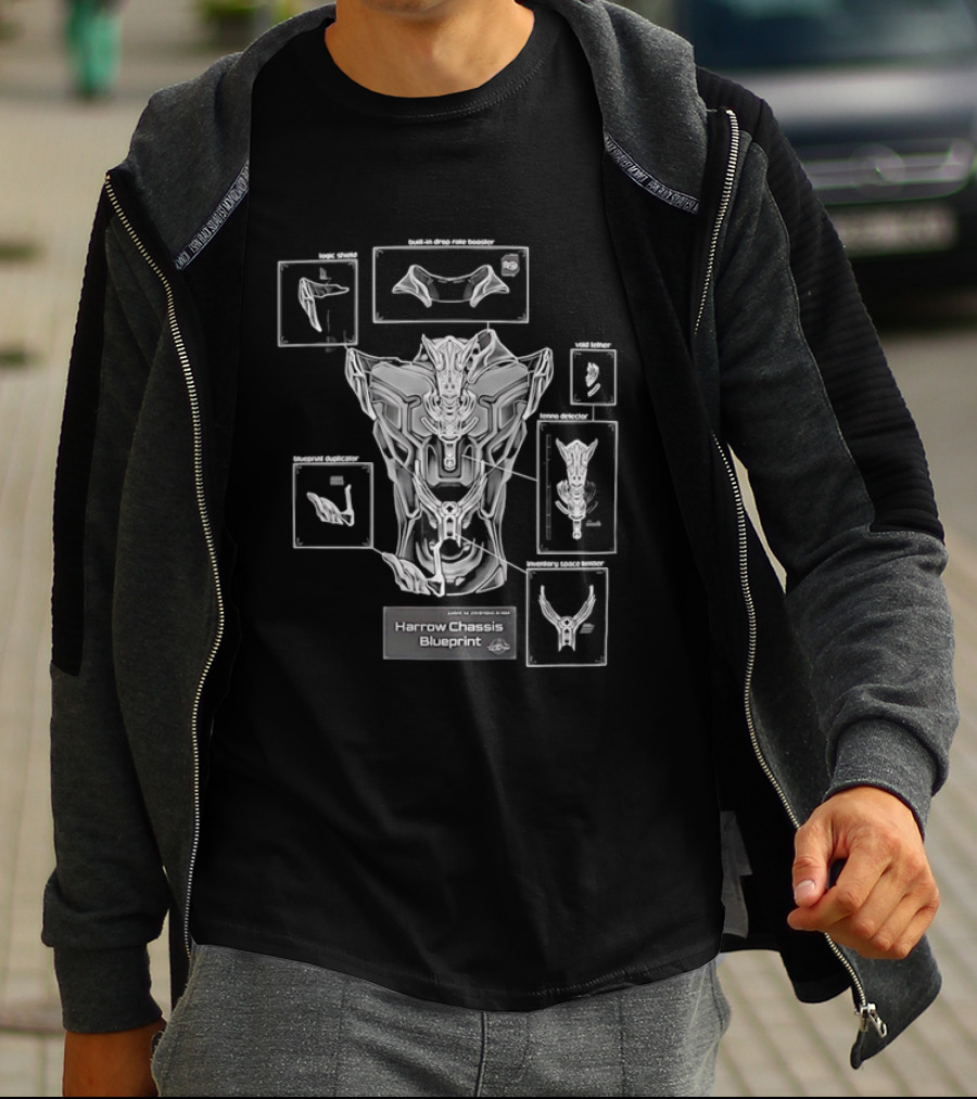 Harrow Chassis Warframe Blueprint Diagram T-Shirt