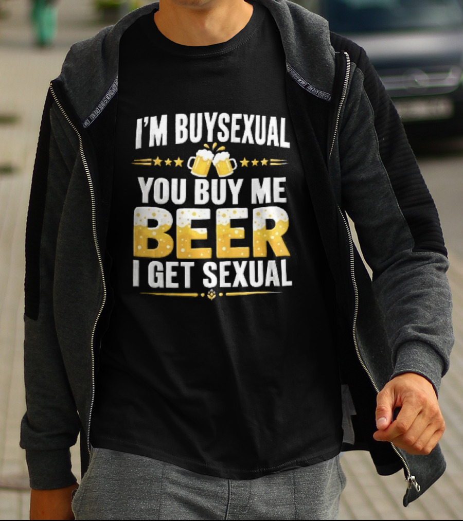 I'm Buysexual You Buy Me Beer I Get Sexual Two Clinking Glass S Yellow Stars T-Shirt