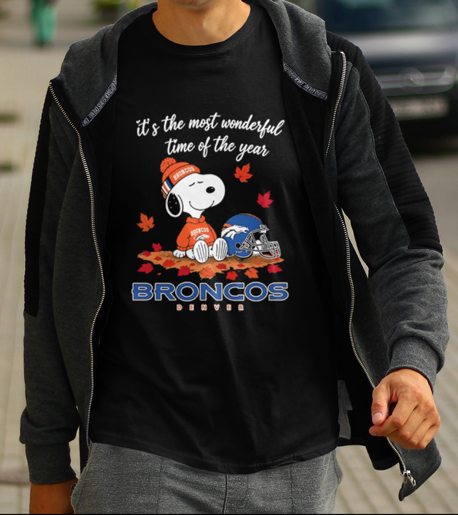 Snoopy Broncos Denver It's The Most Wonderful Time Of The Year Autumn Football T-Shirt