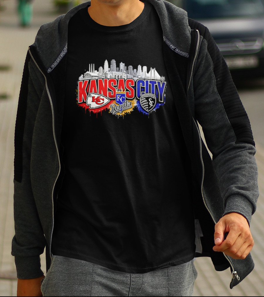 Kansas City Chiefs Royals Sporting KC Skyline Fan T-Shirt