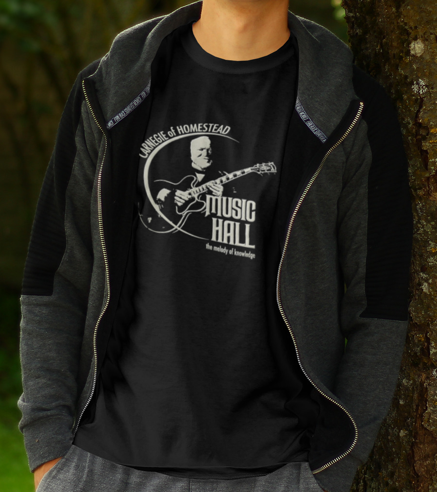 Carnegie Homestead Music Hall Stencil Archtop Guitar Sketch T-Shirt