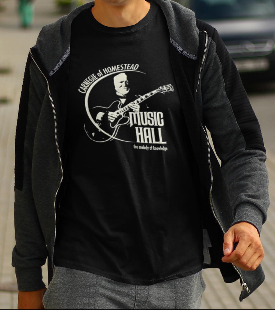 Carnegie Homestead Music Hall Stencil Archtop Guitar Sketch T-Shirt