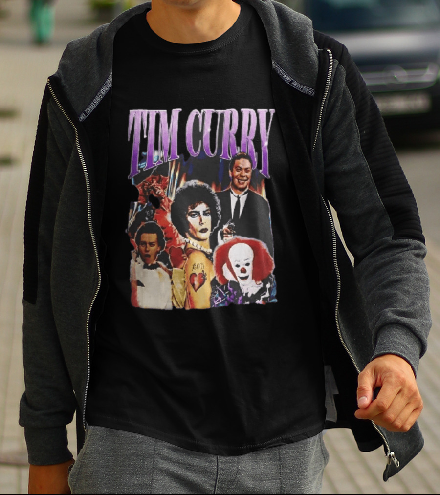 Tim Curry Dr Frank And Furter Pennywise Darkness Wadsworth Movie Roles Collage T-Shirt