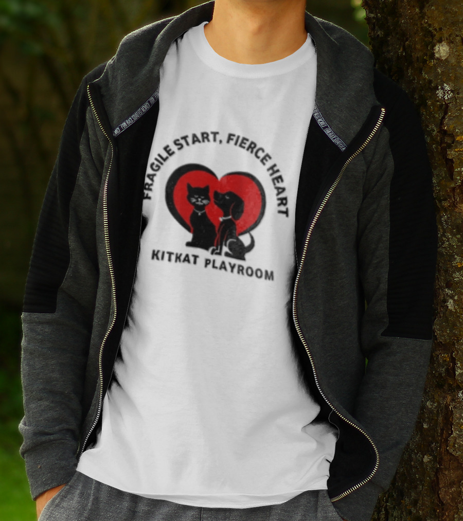 Fragile Heart Fierce Start Kitkat Playroom Black Cat And Dog T-Shirt