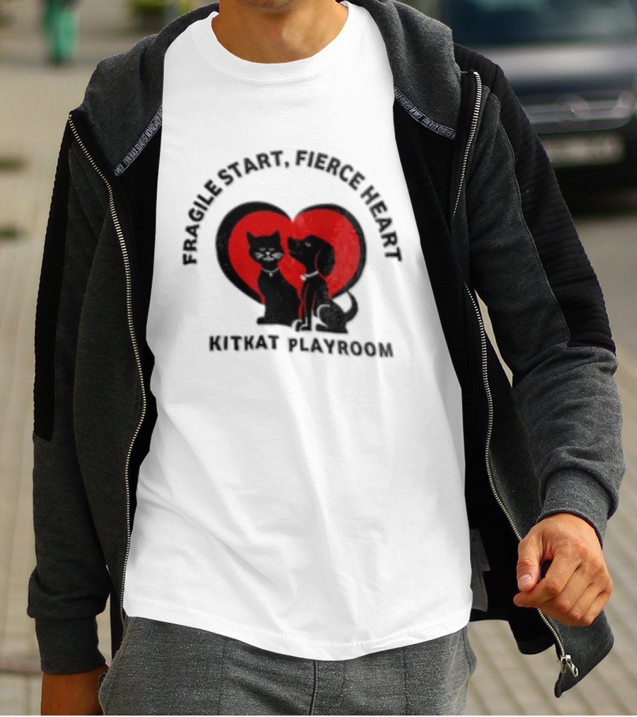 Fragile Heart Fierce Start Kitkat Playroom Black Cat And Dog T-Shirt