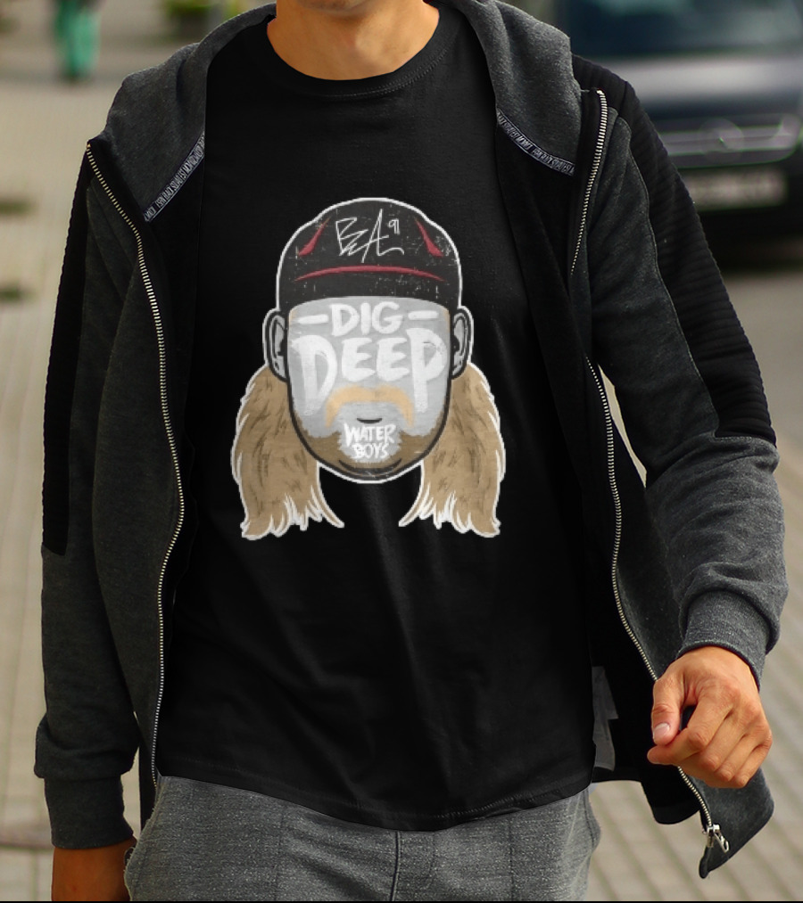 Waterboys Dig Deep Chris Long Mullet Mustache Cap Caricature T-Shirt