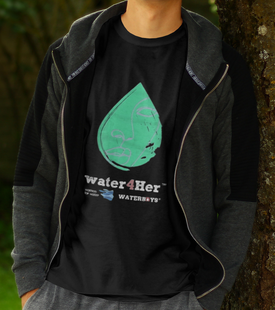 Water4Her Waterboys Green Waterdrop Line Face Women For Water T-Shirt