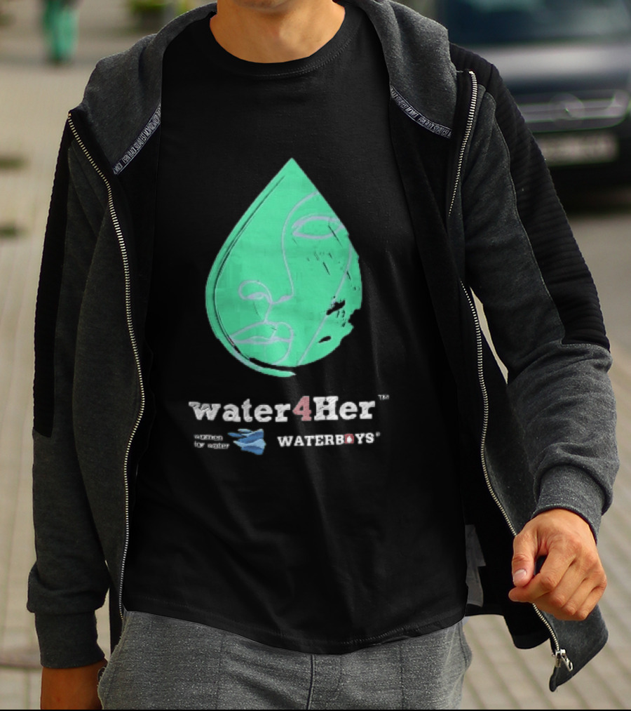 Water4Her Waterboys Green Waterdrop Line Face Women For Water T-Shirt