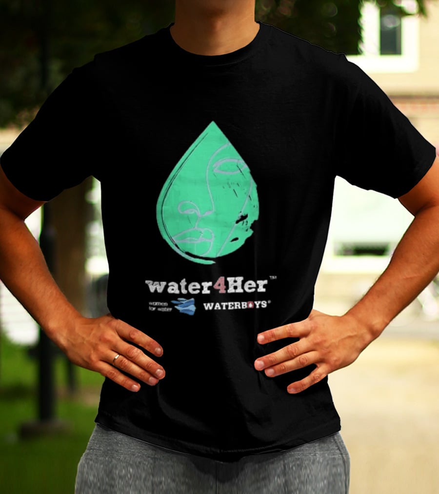 Water4Her Waterboys Green Waterdrop Line Face Women For Water T-Shirt
