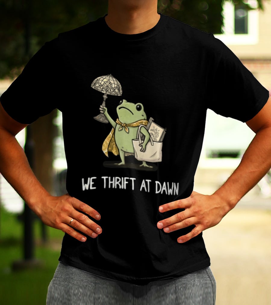 We Thrift At Dawn Frog Holding Stained Glass Lamp Scarf And Bag T-Shirt