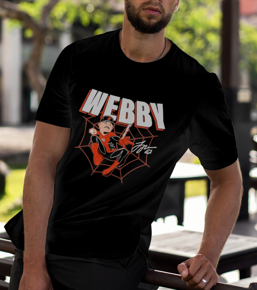 WEBBY Spider Web Baseball Player 62 Red Jersey Signature T-Shirt