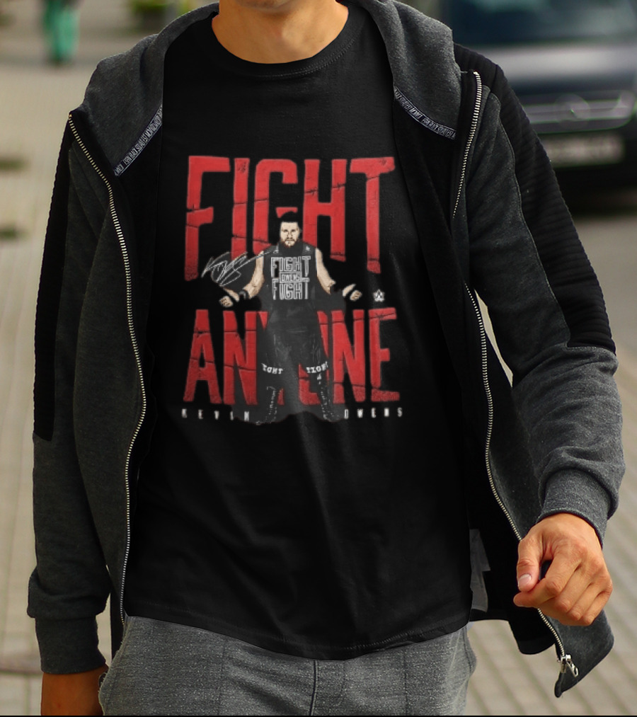 Kevin Owens WWE Fight Anyone Barbed Wire Wrestler Pose T-Shirt