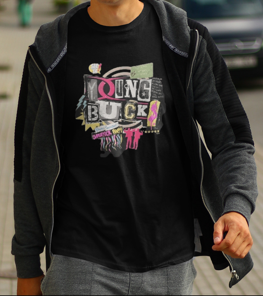 Young Bucks See Ya Rancho Cucamonga Superkick Party Matt Jackson Nick Jackson Distressed Collage T-Shirt