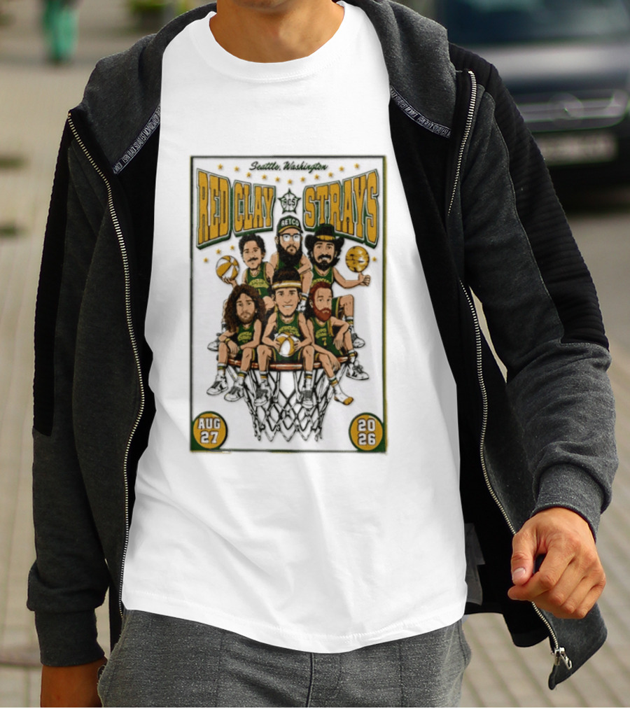 Seattle Washington Aug 27 2026 Red Clay Strays Basketball Tour T-Shirt