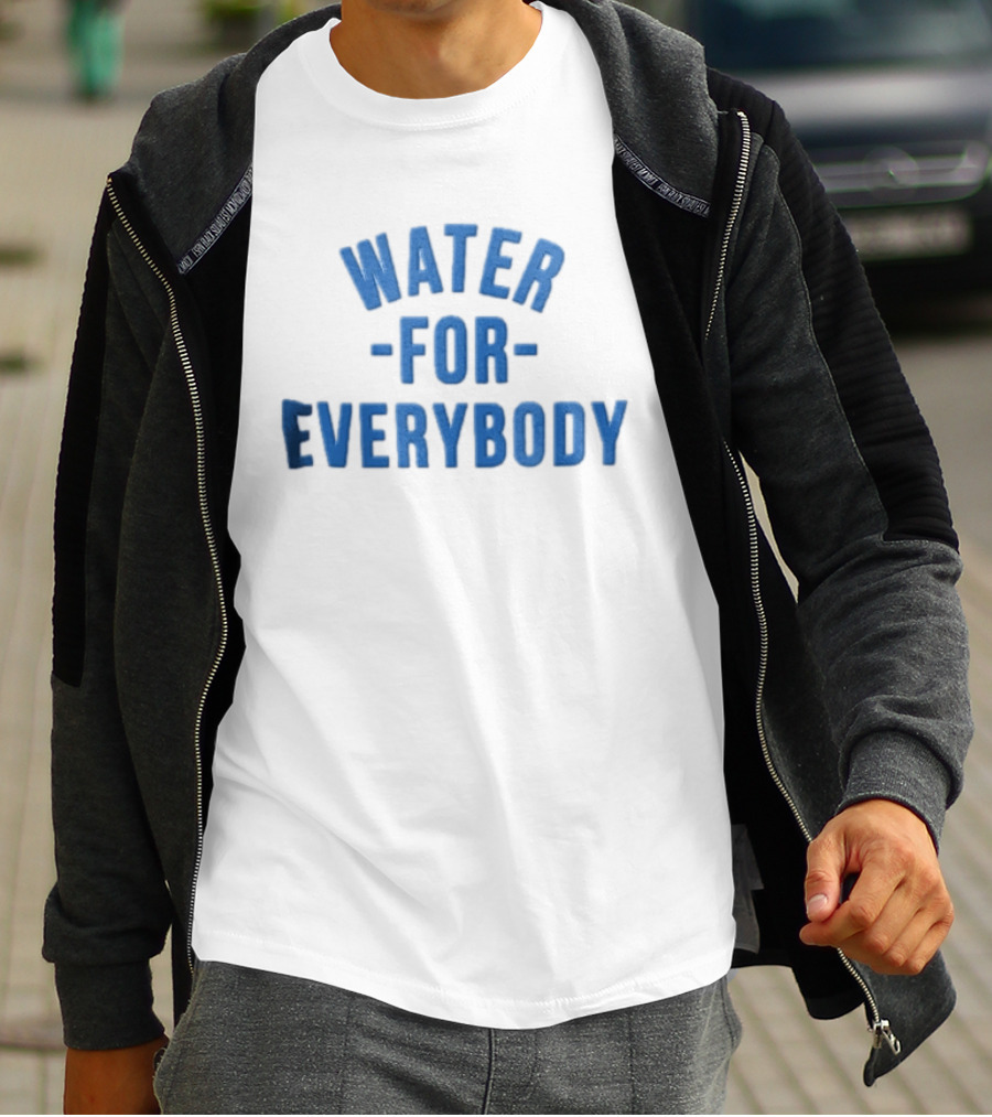 Water For Everybody Blue Arched Stacked Lettering T-Shirt