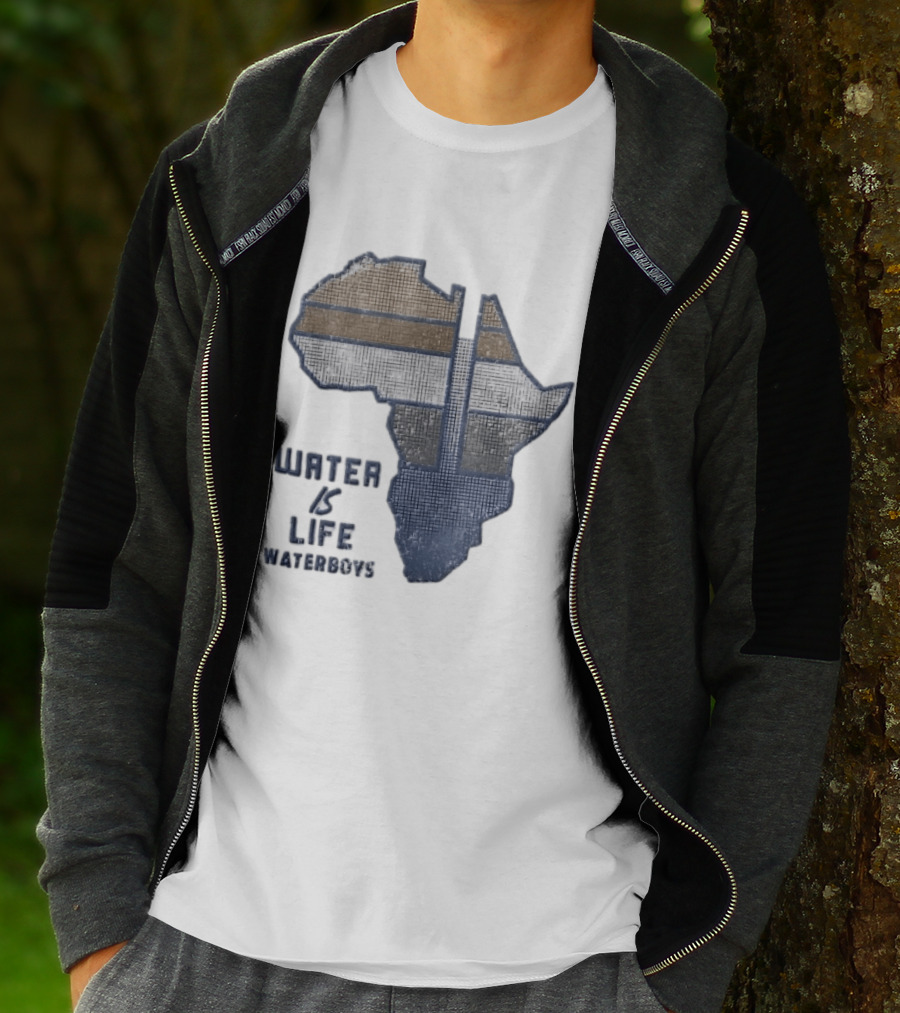Waterboys Water Is Life Africa Map Mosaic Grid Distressed T-Shirt