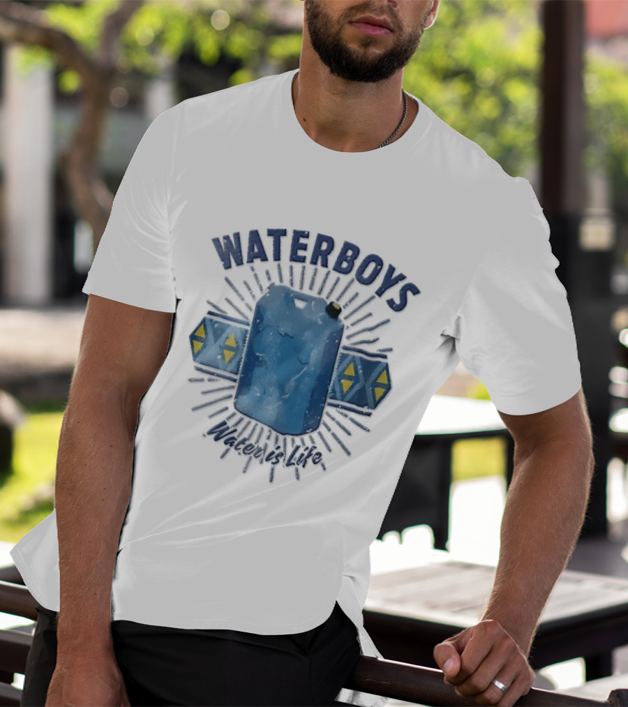 Waterboys Water Is Life Blue Container Geometric Sunburst T-Shirt