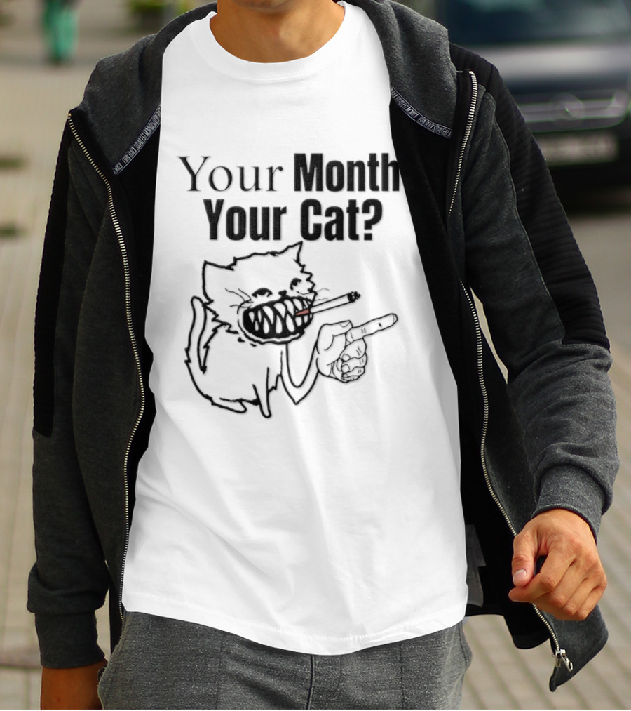 Your Month Your Cat Smoking Drawing T-Shirt