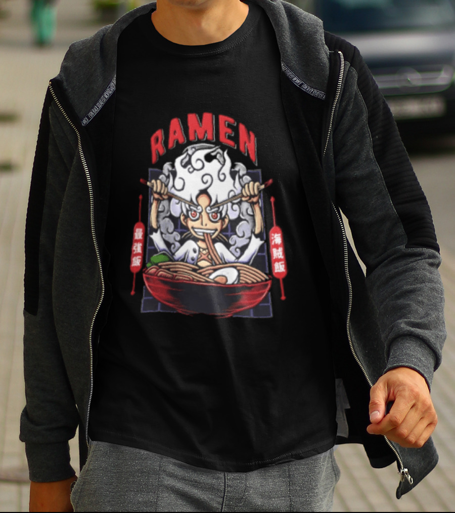 Ramen Pirate With Chopsticks Eating Noodles Anime T-Shirt