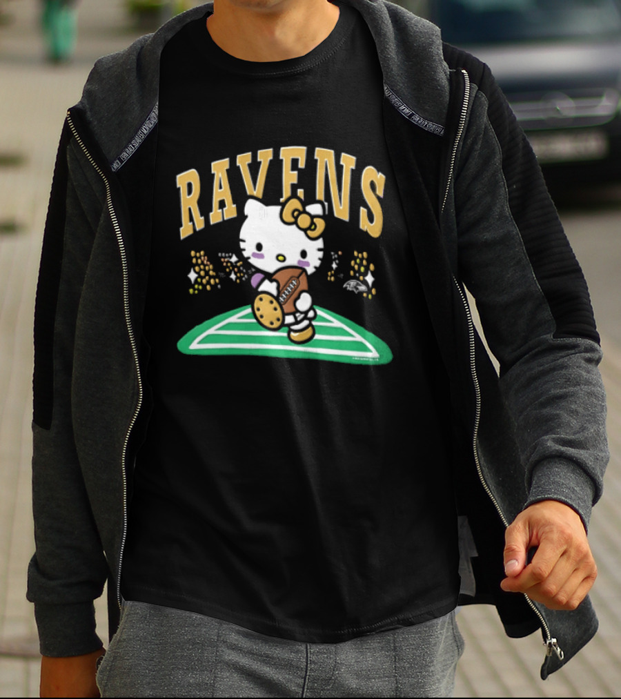 Hello Kitty Baltimore Ravens Football Collaboration T-Shirt