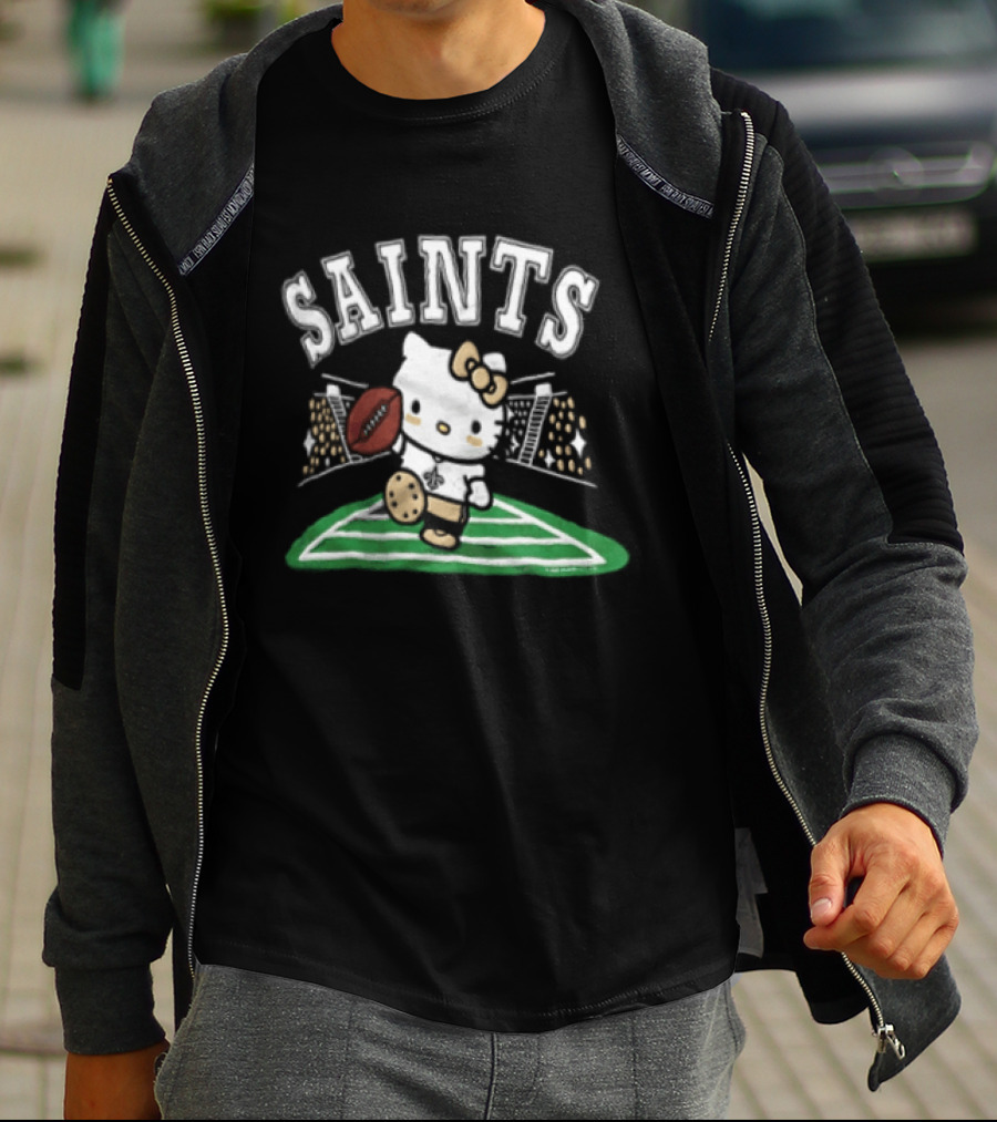 Hello Kitty New Orleans Saints Football Mascot Fan Gear T-Shirt