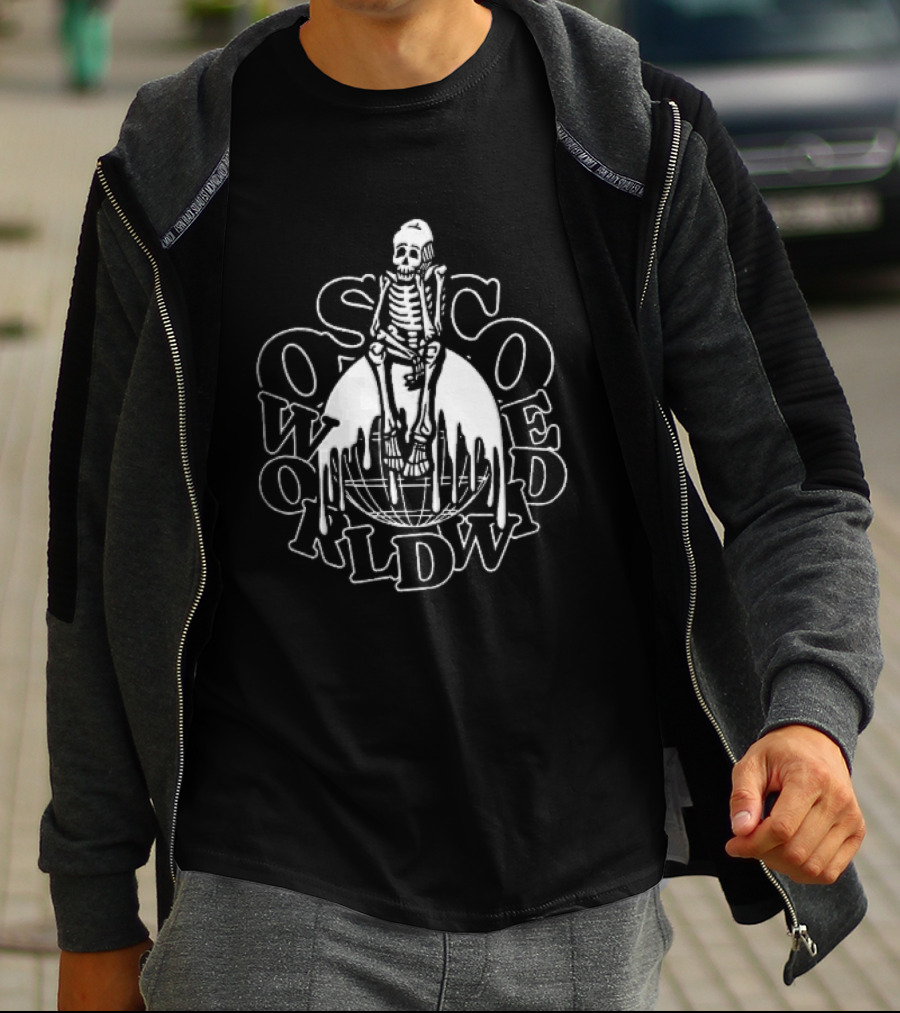 So So Coed Worldwide Skeleton On Dripping Globe KLDW T-Shirt