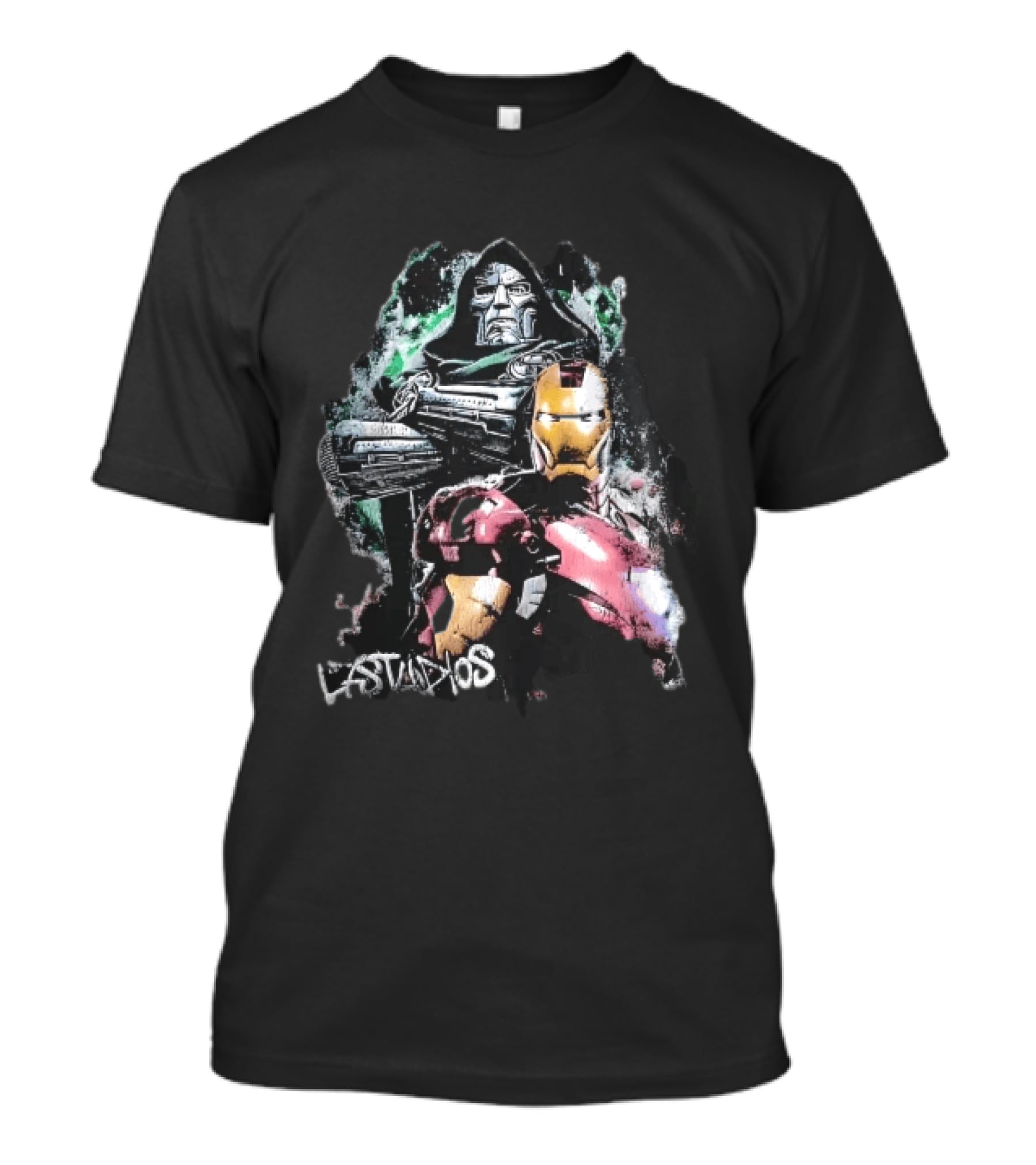 Lastudios Doctor Doom Iron Man Comic Book Dark Green Grunge T-Shirt