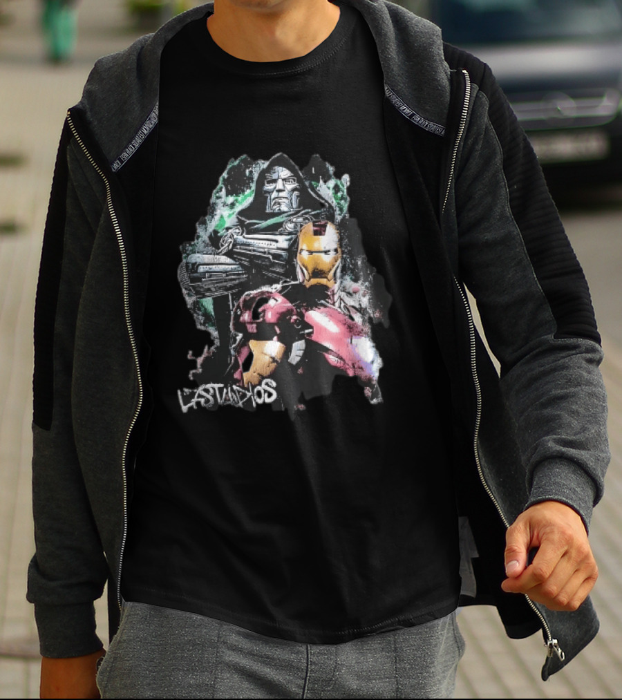 Lastudios Doctor Doom Iron Man Comic Book Dark Green Grunge T-Shirt