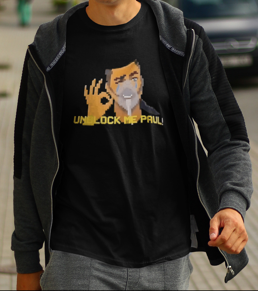 Unblock Me Paul Pixel Art Crying Man OK Hand Gesture T-Shirt