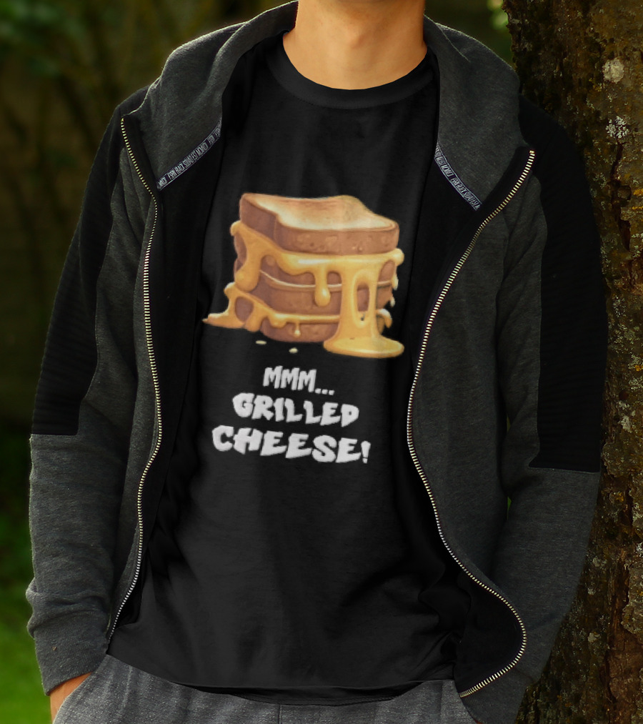 Mmm Grilled Cheese Melting Dripping Stacked Sandwiches Cartoon T-Shirt