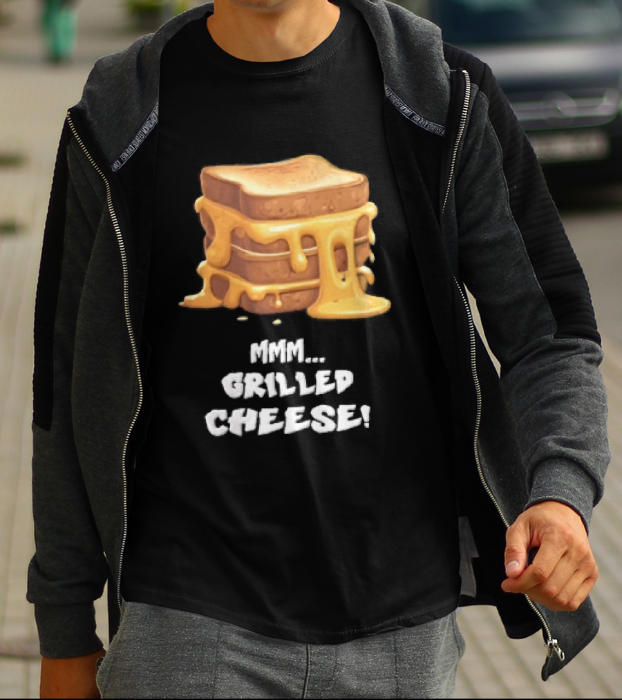 Mmm Grilled Cheese Melting Dripping Stacked Sandwiches Cartoon T-Shirt