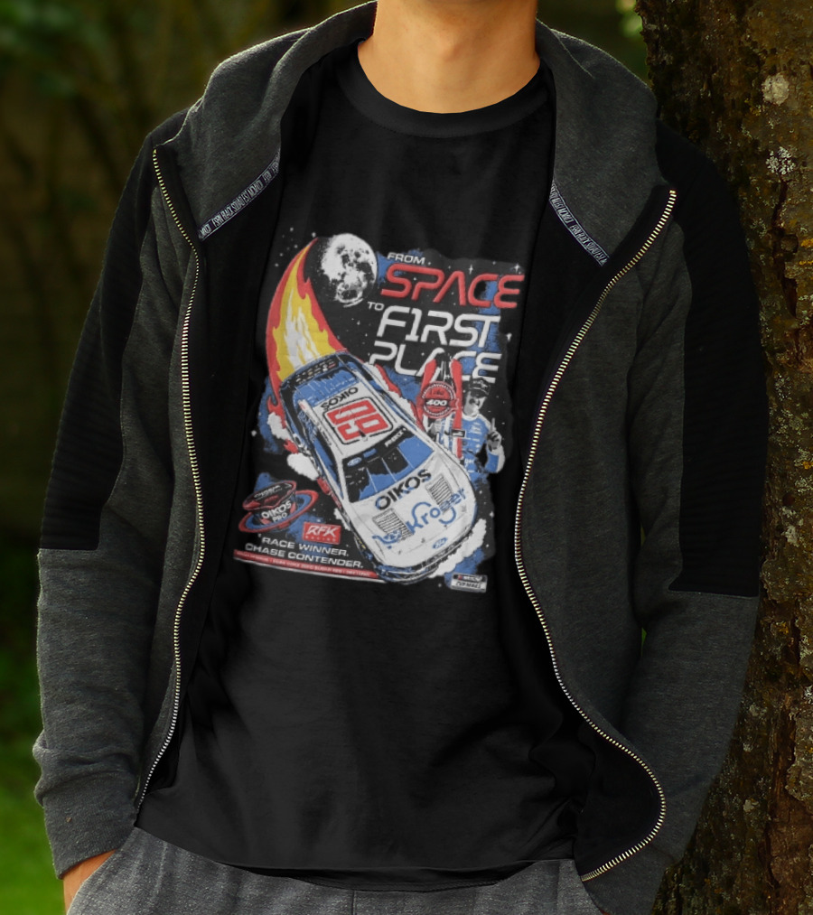 NASCAR From Space To First Place Ryan Preece RFK 2023 Race Winner Moon Flames Oikos 400 T-Shirt