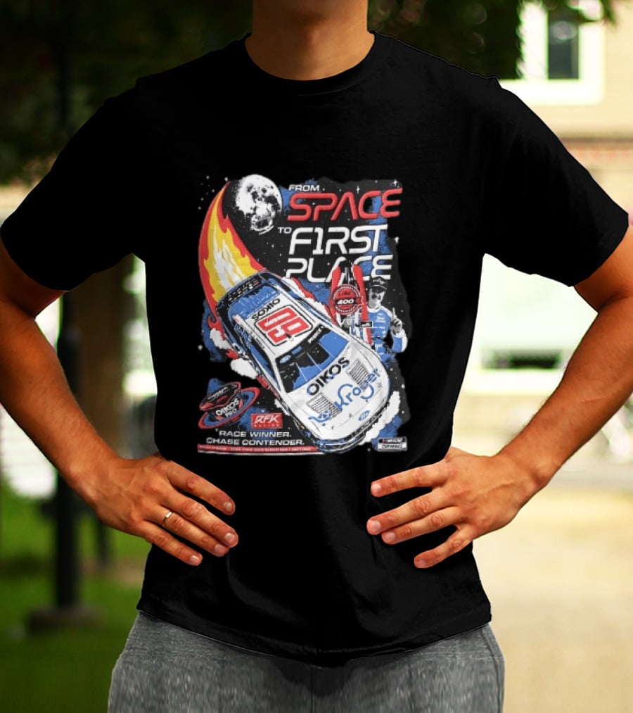 NASCAR From Space To First Place Ryan Preece RFK 2023 Race Winner Moon Flames Oikos 400 T-Shirt