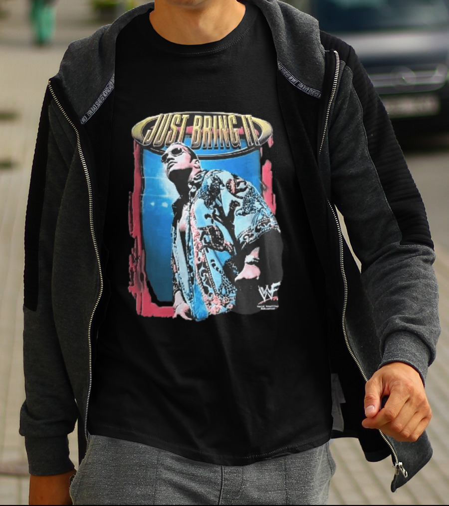 World Wrestling Federation Just Bring It Dwayne The Rock Johnson Sunglasses T-Shirt