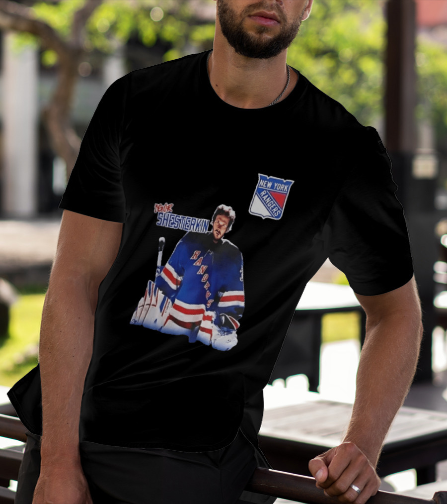 New York Rangers Igor Shesterkin NHL Goaltender Blue Uniform T-Shirt