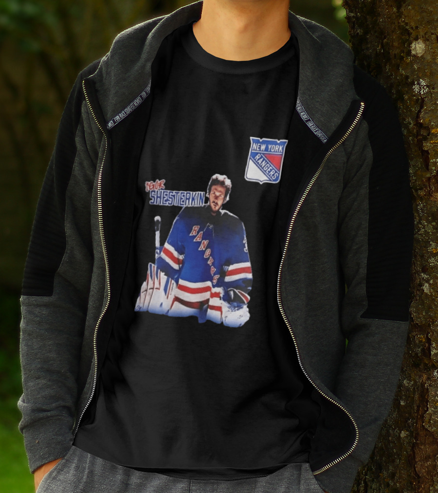 New York Rangers Igor Shesterkin NHL Goaltender Blue Uniform T-Shirt