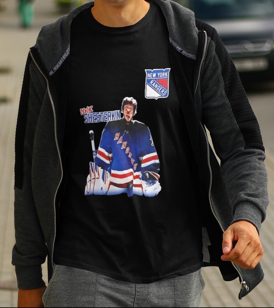 New York Rangers Igor Shesterkin NHL Goaltender Blue Uniform T-Shirt
