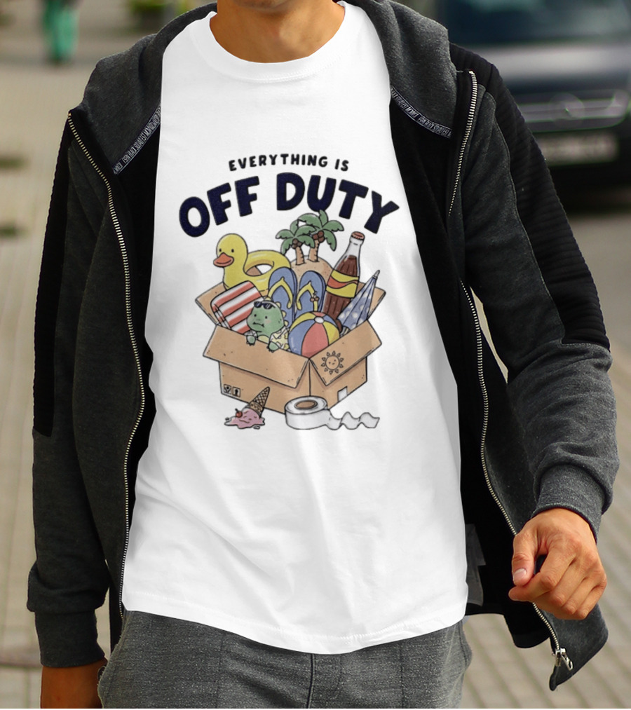 Everything Is Off Duty Cartoon Turtle And Beach Box T-Shirt