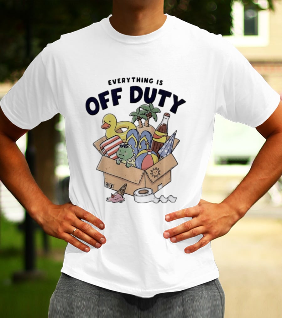 Everything Is Off Duty Cartoon Turtle And Beach Box T-Shirt