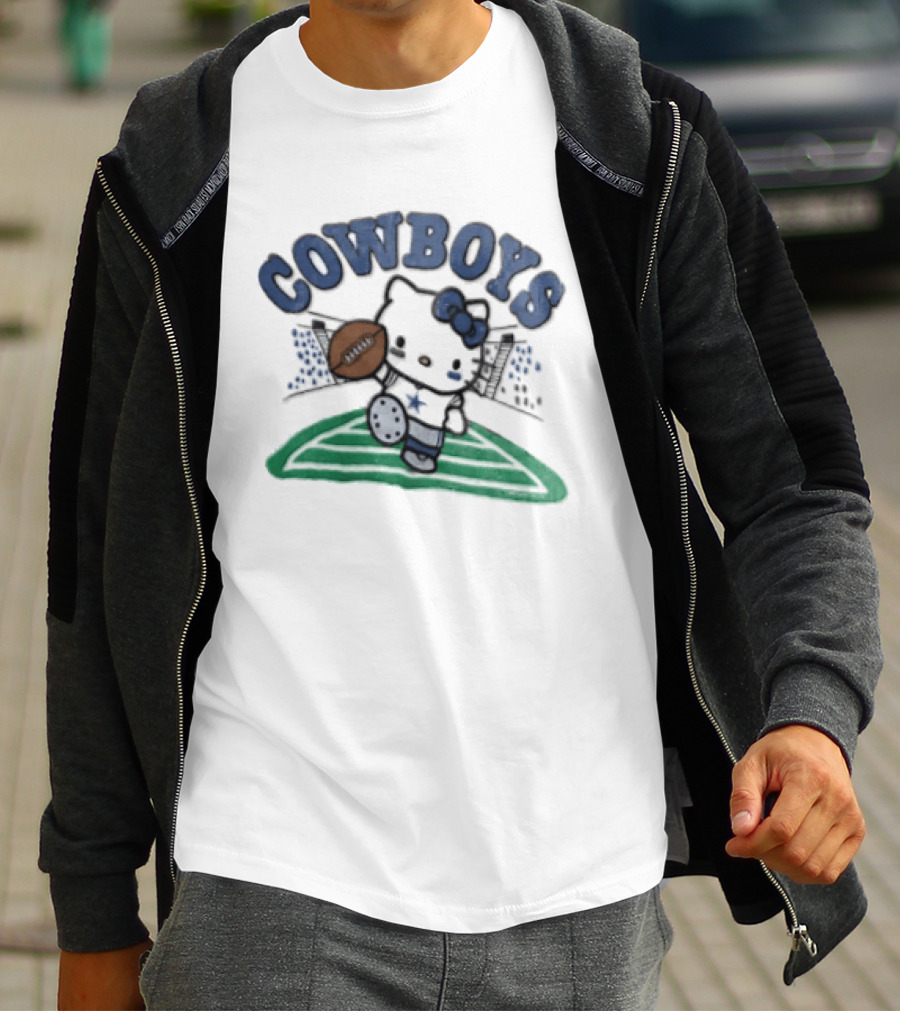 Hello Kitty Cowboys Football Collab With Dallas Touchdown T-Shirt