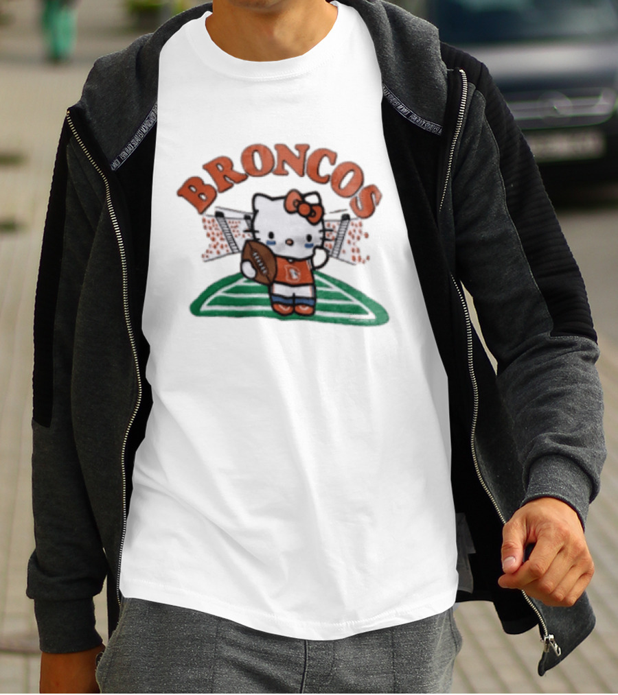 Hello Kitty Broncos Football Collaboration With Denver Team Spirit T-Shirt