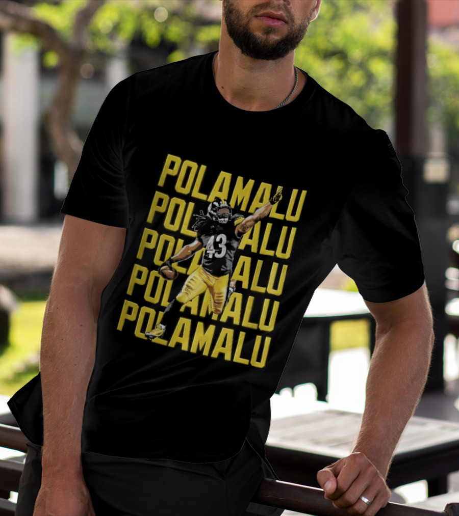 Pittsburgh Steelers Troy Polamalu Football Action Yellow Polamalu T-Shirt