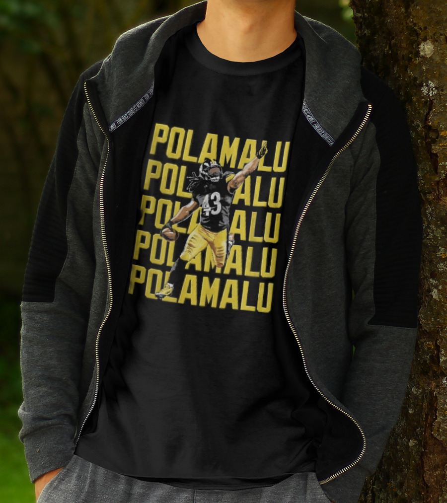 Pittsburgh Steelers Troy Polamalu Football Action Yellow Polamalu T-Shirt