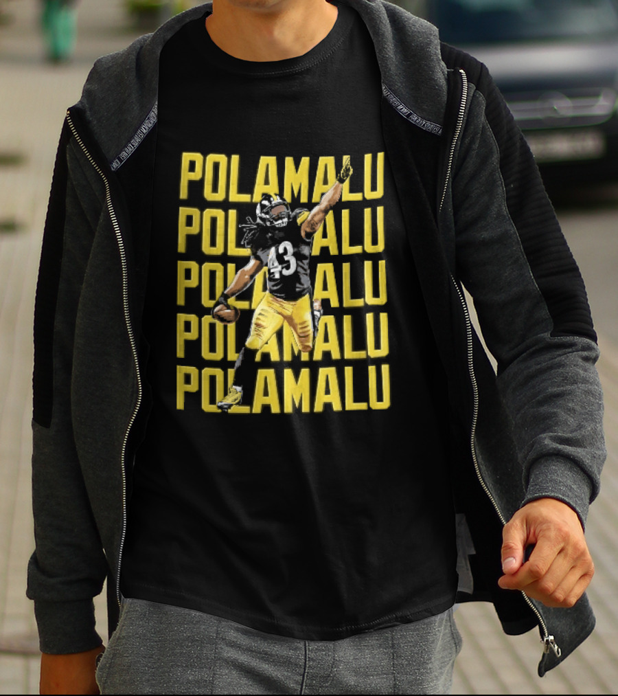 Pittsburgh Steelers Troy Polamalu Football Action Yellow Polamalu T-Shirt