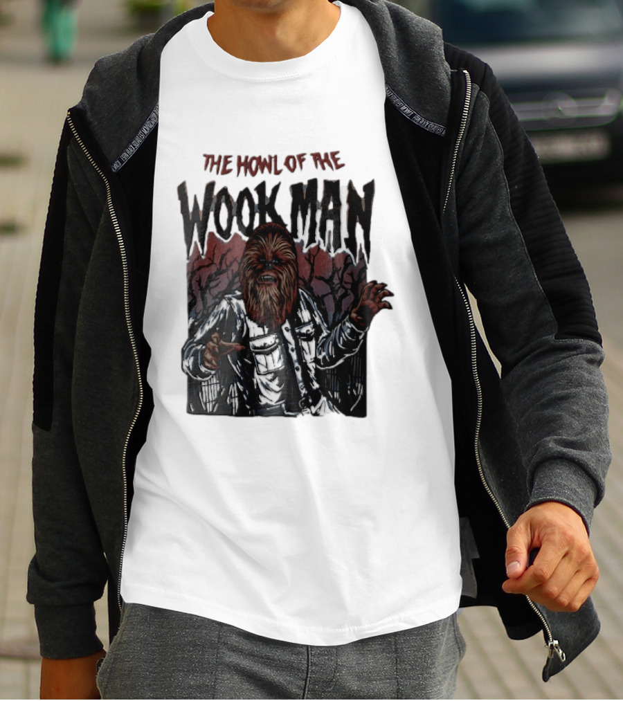 The Howl Of The Wook Man Chewbacca Werewolf Spooky Forest Horror Flannel Jacket T-Shirt
