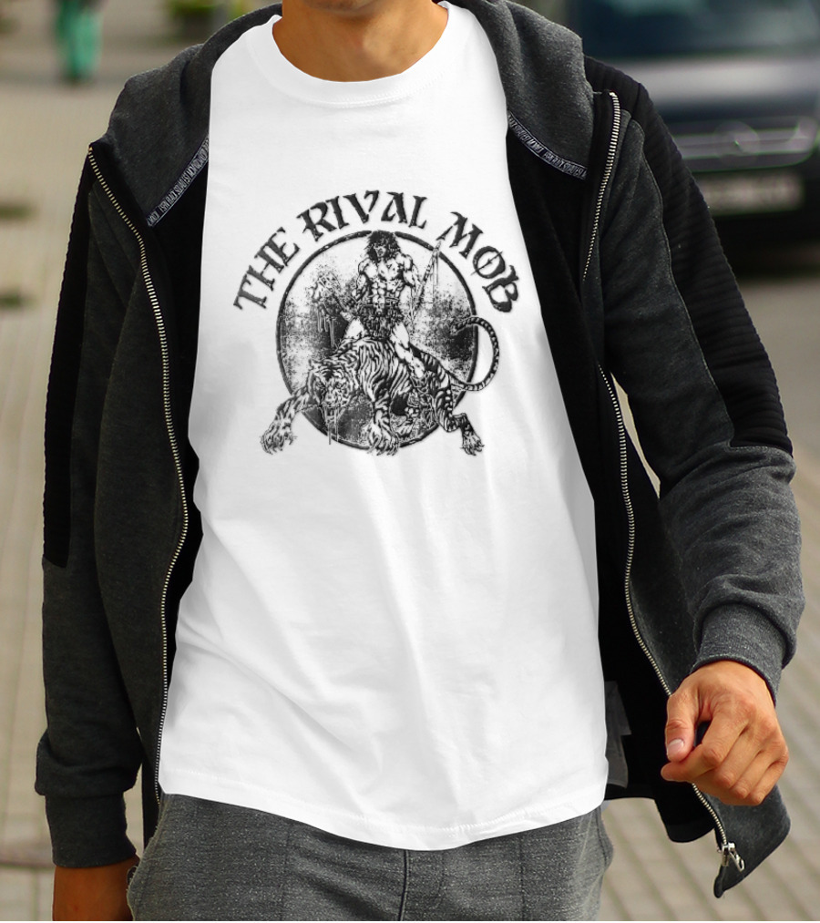 The Rival Mob Barbarian Riding Saber Toothed Tiger Distressed T-Shirt