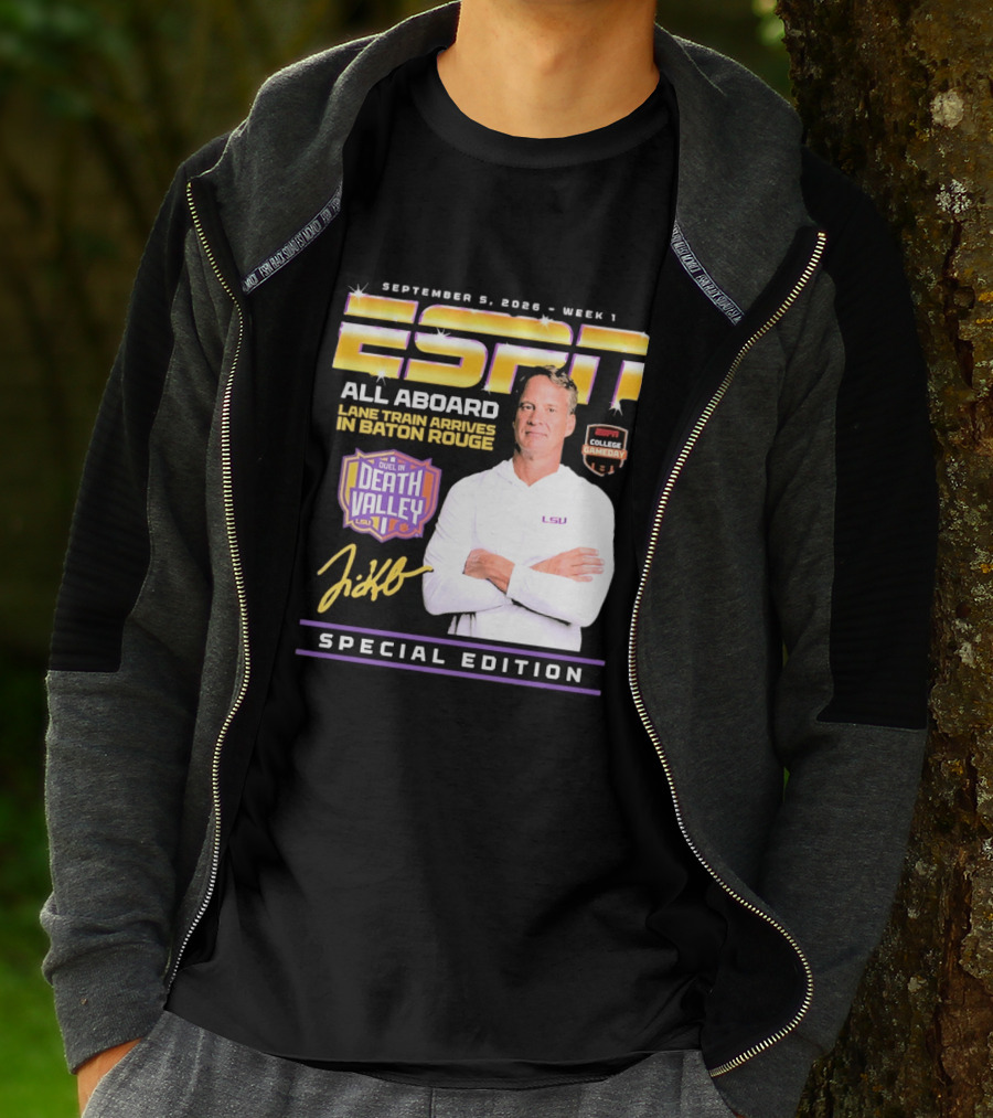 September 9 2026 Week 1 ESPN All Aboard Lane Train Arrives In Baton Rouge College Gameday Duel In Death Valley LSU Special Edition T-Shirt