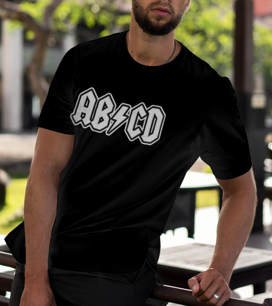 AB CD Heavy Metal Band Font Lightning Bolt T-Shirt