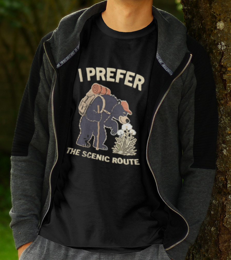 Bear I Prefer The Scenic Route Hiking Adventure T-Shirt